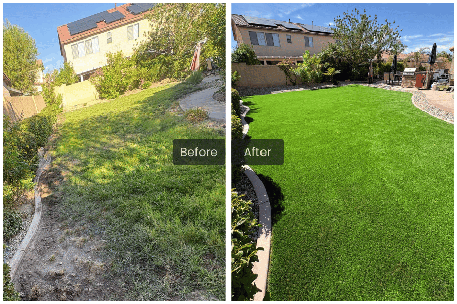 Before and after artificial turf transformation 1