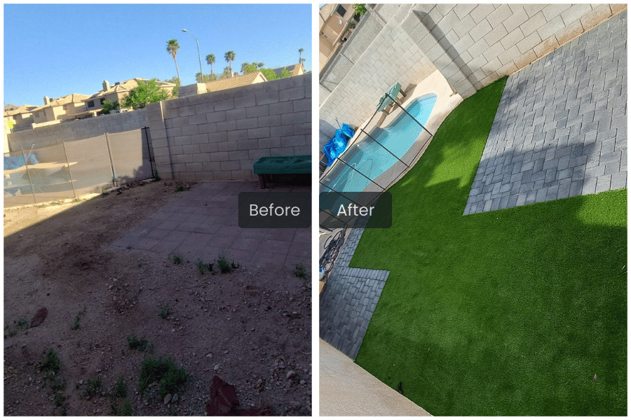 Before and after artificial turf transformation 4