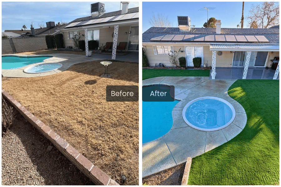Before and after artificial turf transformation 7