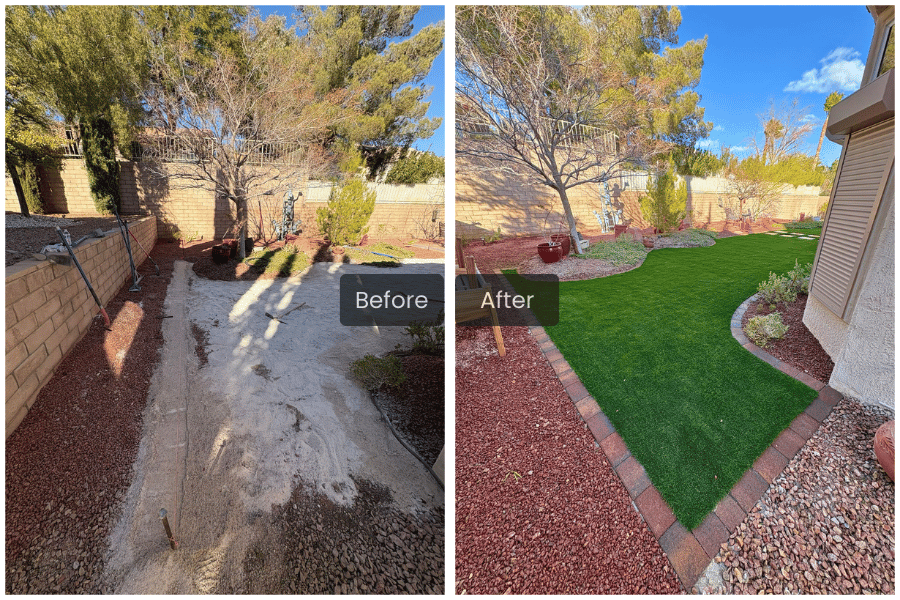 Before and after artificial turf transformation 8
