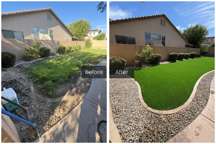 Before and after artificial turf transformation 2