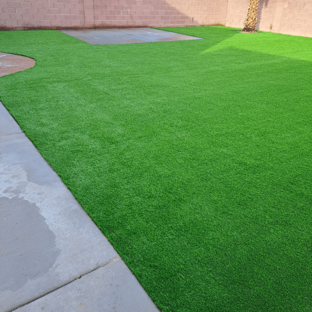 Artificial turf backyard installation